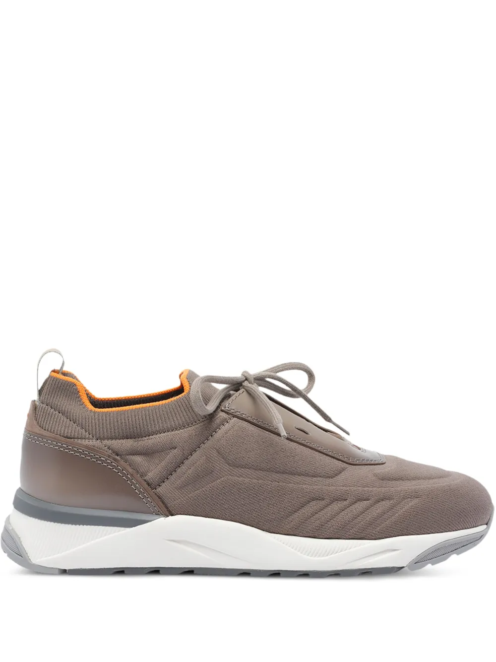 Santoni knitted lace-up sneakers Brown