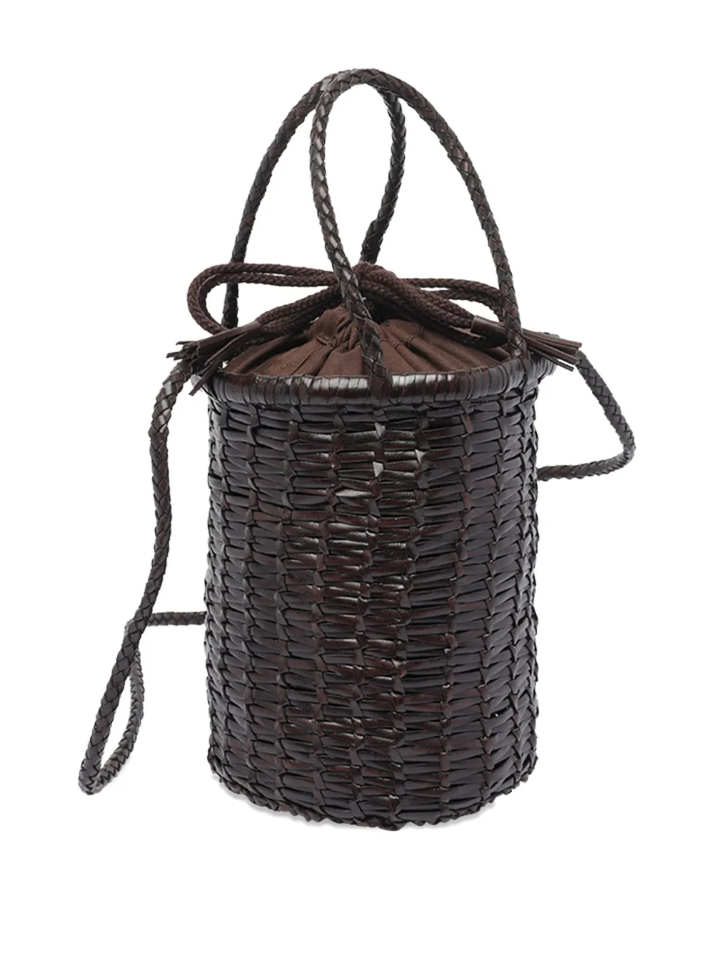 DRAGON DIFFUSION small woven-leather bucket bag Bruin