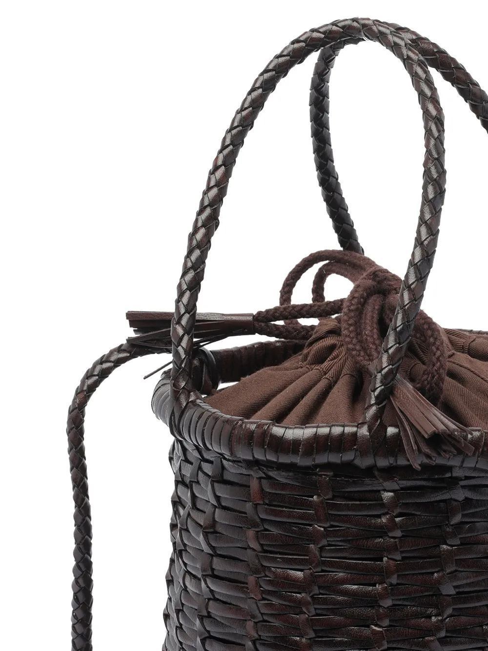 DRAGON DIFFUSION small woven-leather bucket bag Bruin