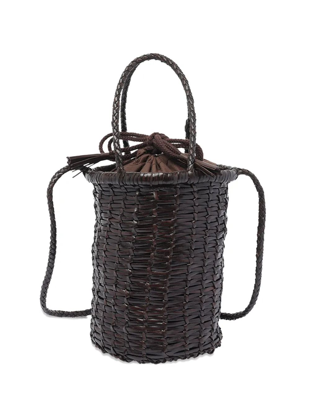 DRAGON DIFFUSION small woven-leather bucket bag Bruin