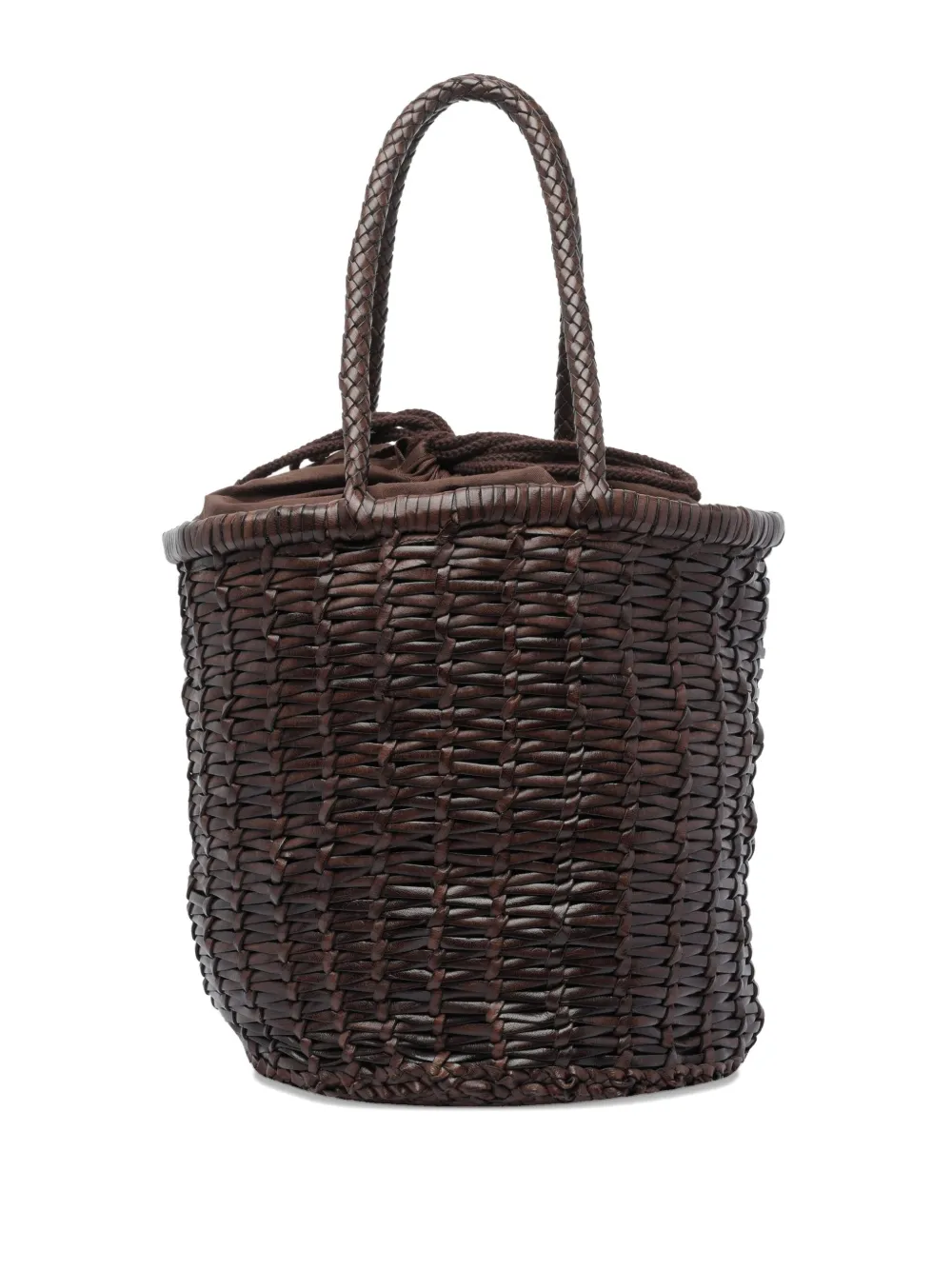 small braided-leather bucket bag