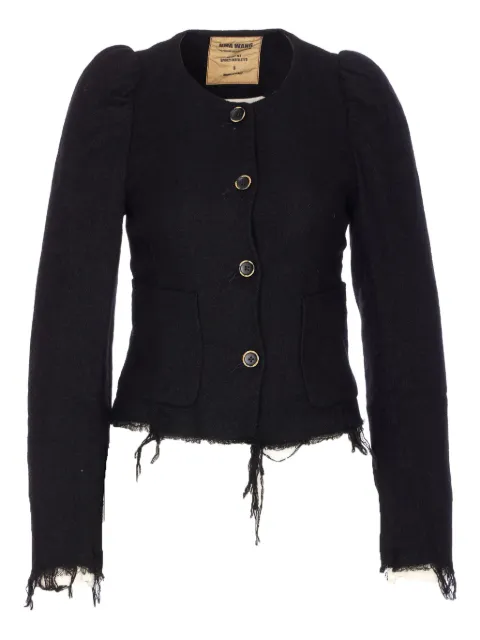 Uma Wang puff-sleeve frayed-hem jacket
