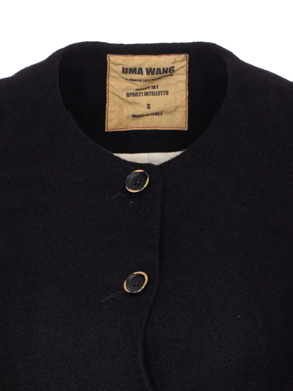 Uma Wang puff-sleeve frayed-hem jacket Zwart