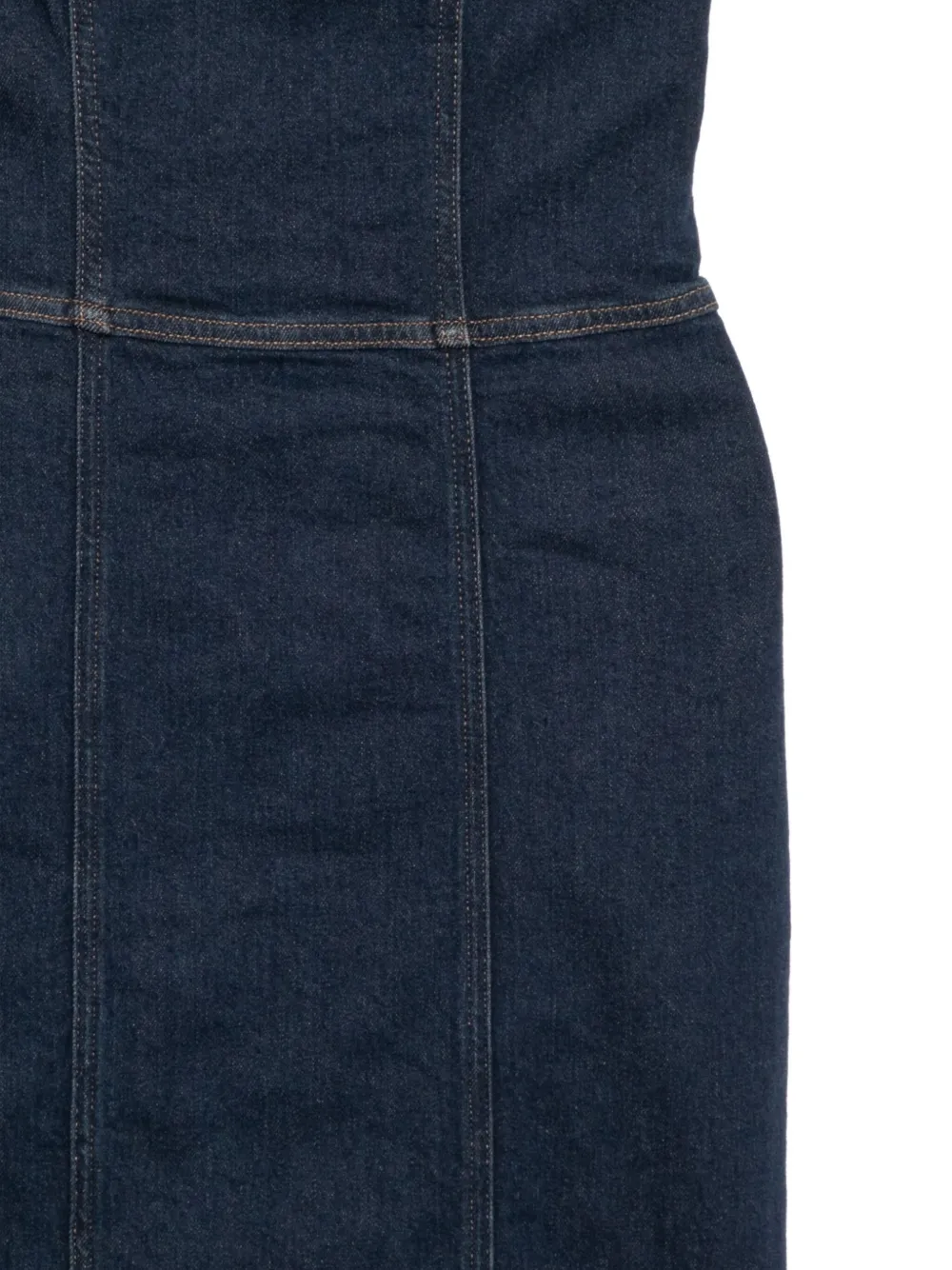 Reformation Womens Reservoir Crosley Criss-cross-shoulder-straps Stretch-denim Blend Midi Dress In Blue