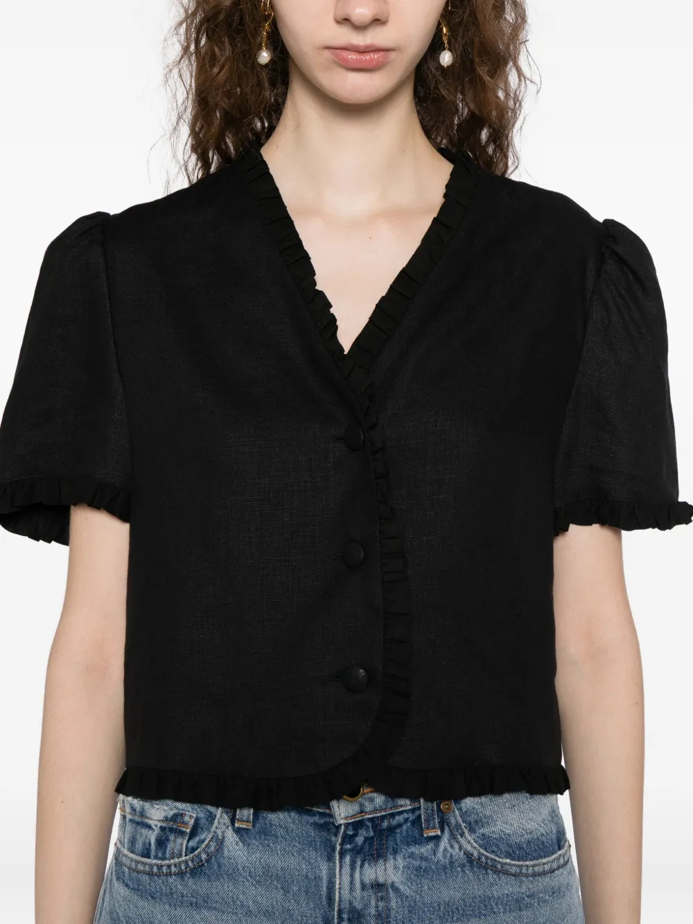 Reformation Bess top Zwart