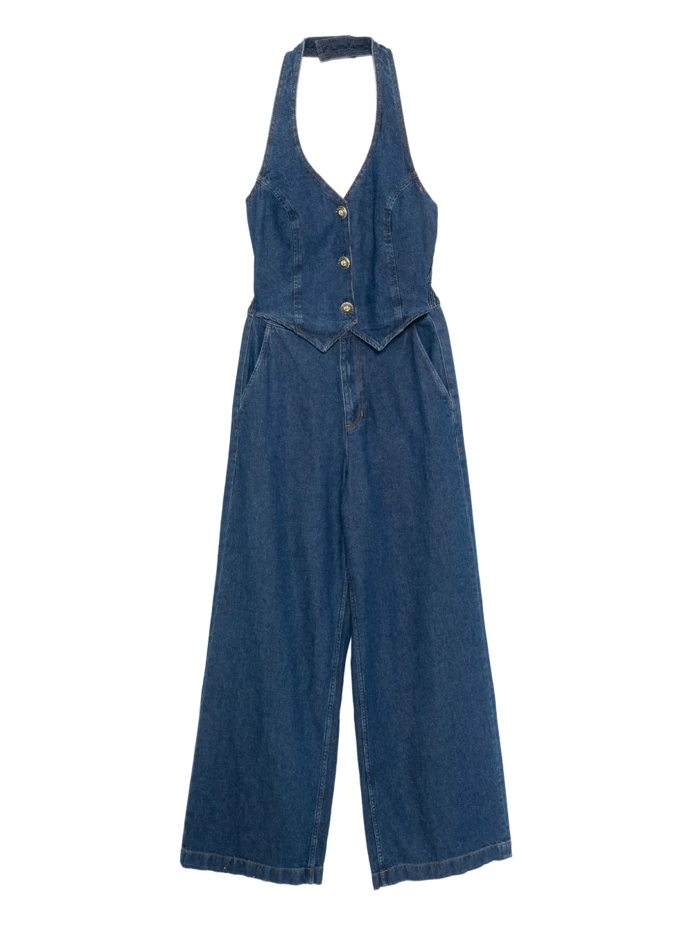 Reformation Lorenza denim jumpsuit Blauw
