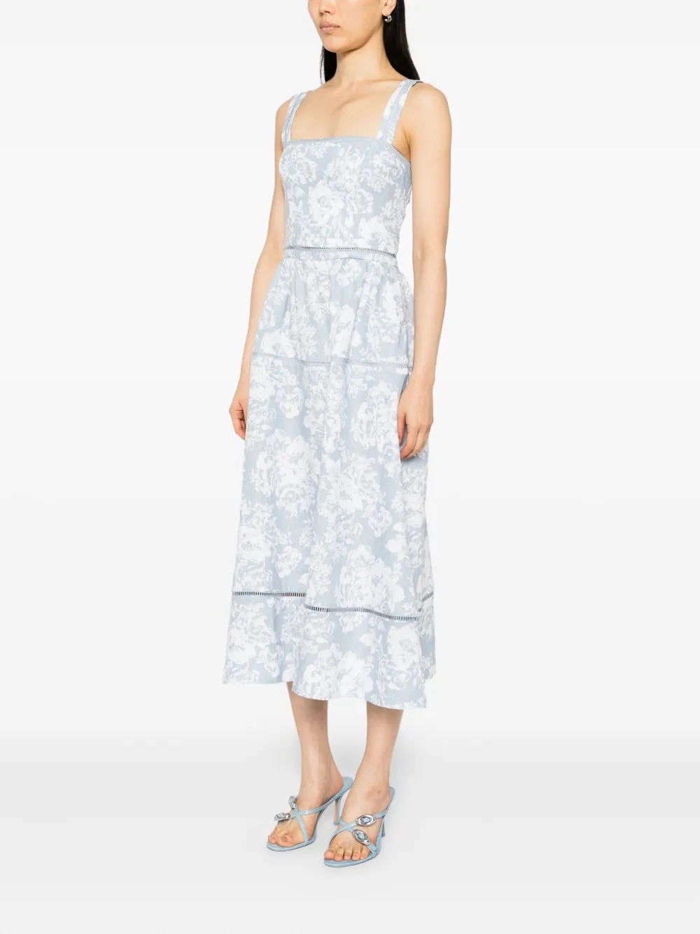 Reformation Everett Linen Dress In Blue