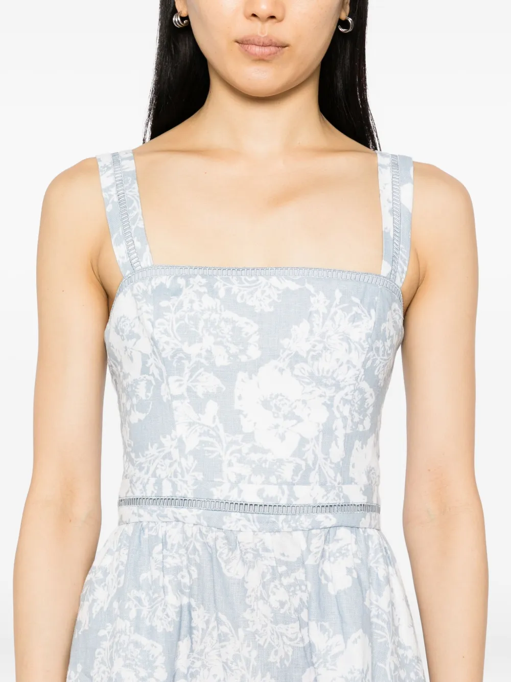 Reformation Everett Linen Dress In Blue