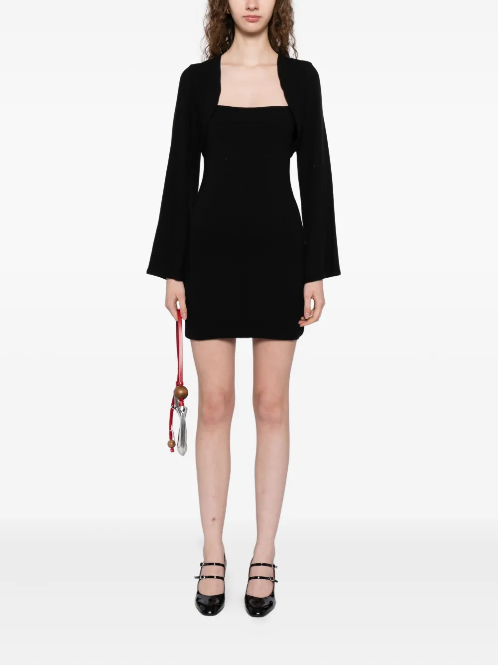 Reformation Chloe gebreide bolero en jurk - Zwart