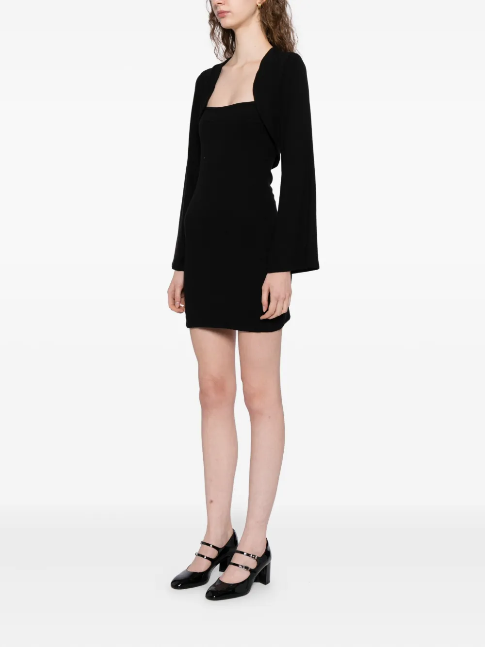 Reformation Chloe Knited Shrug Dress Set In Black
