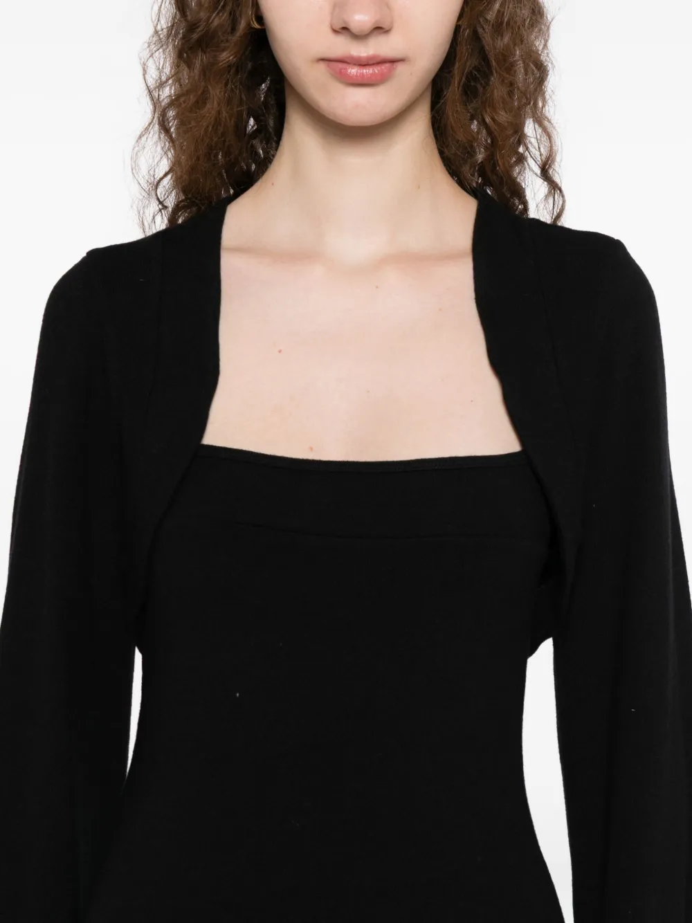 Reformation Chloe Knited Shrug Dress Set In Black