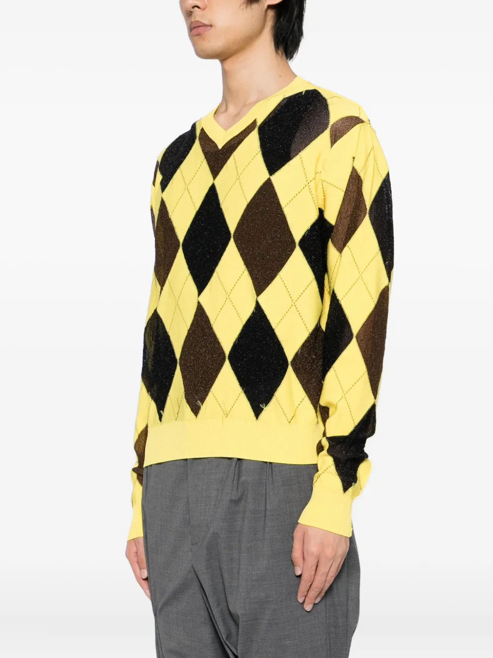 Masu Argyle-knit Sweater In Yellow