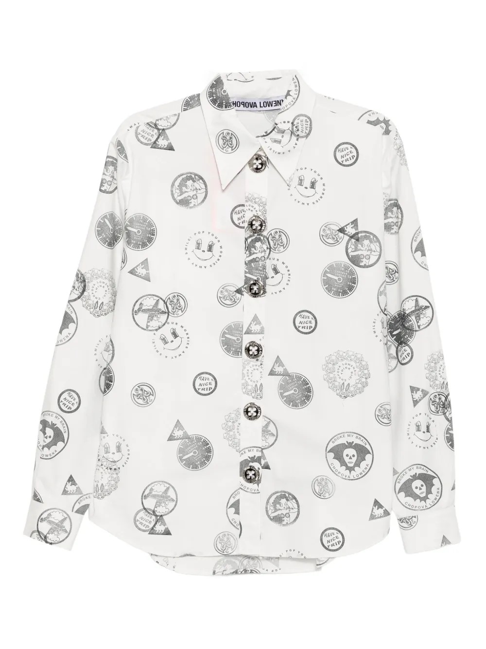 Chopova Lowena All-over Print Cotton Shirt In White