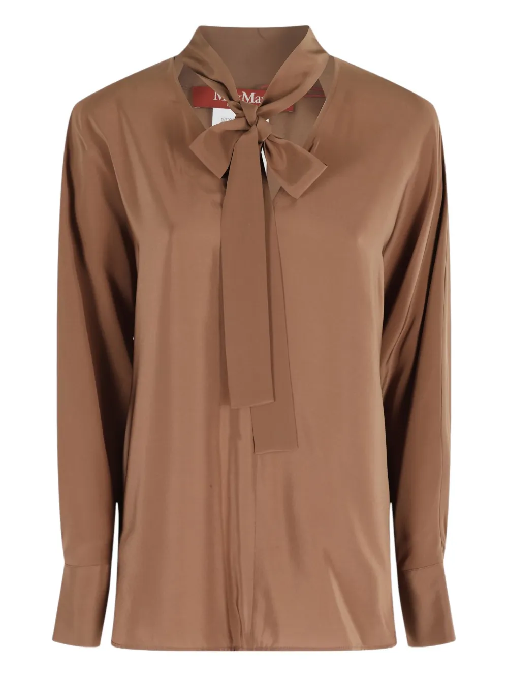 Max Mara Bow-collar Silk Blouse In Brown