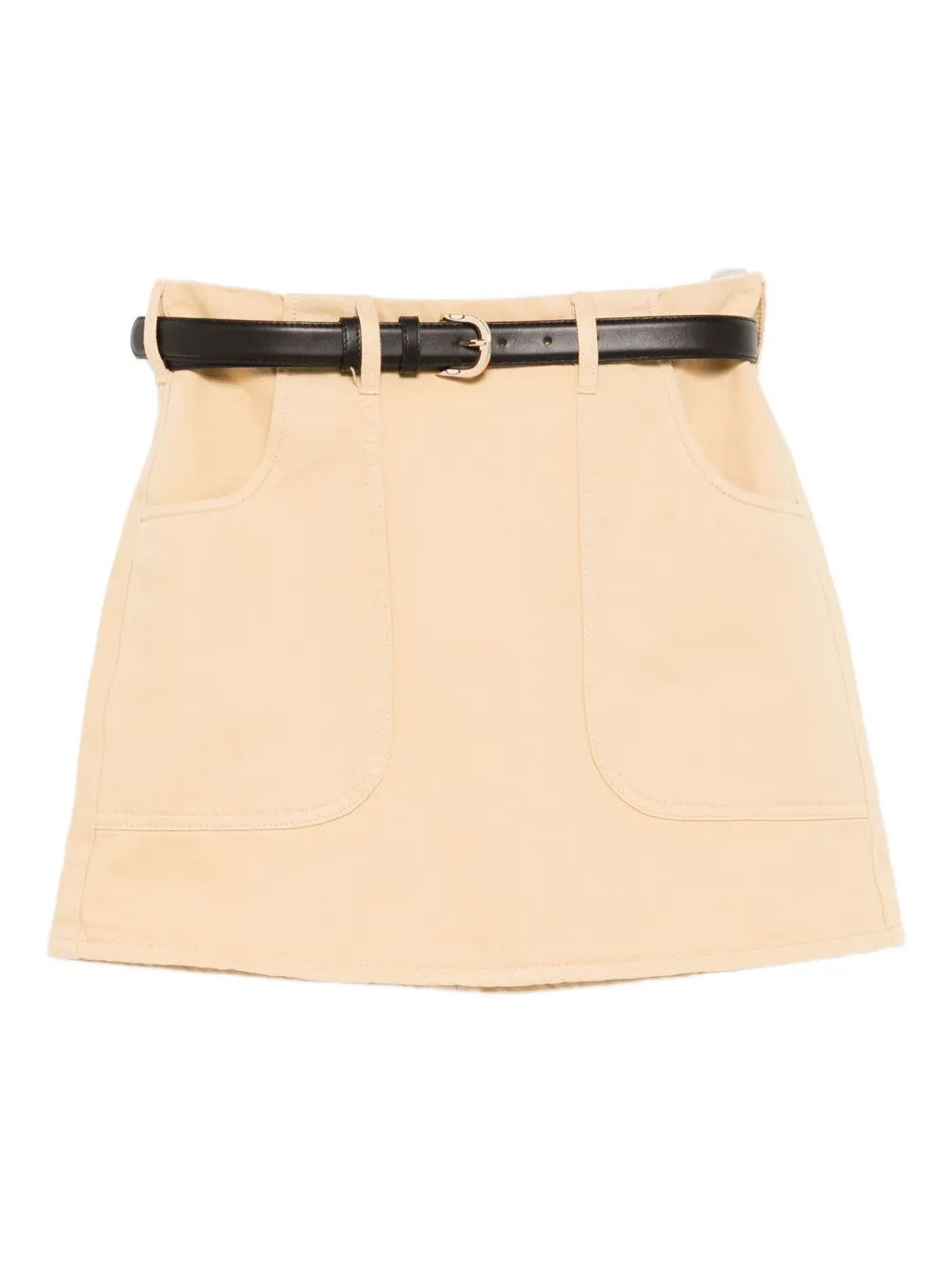 Self-portrait A-line Belted Mini Skirt In Nude