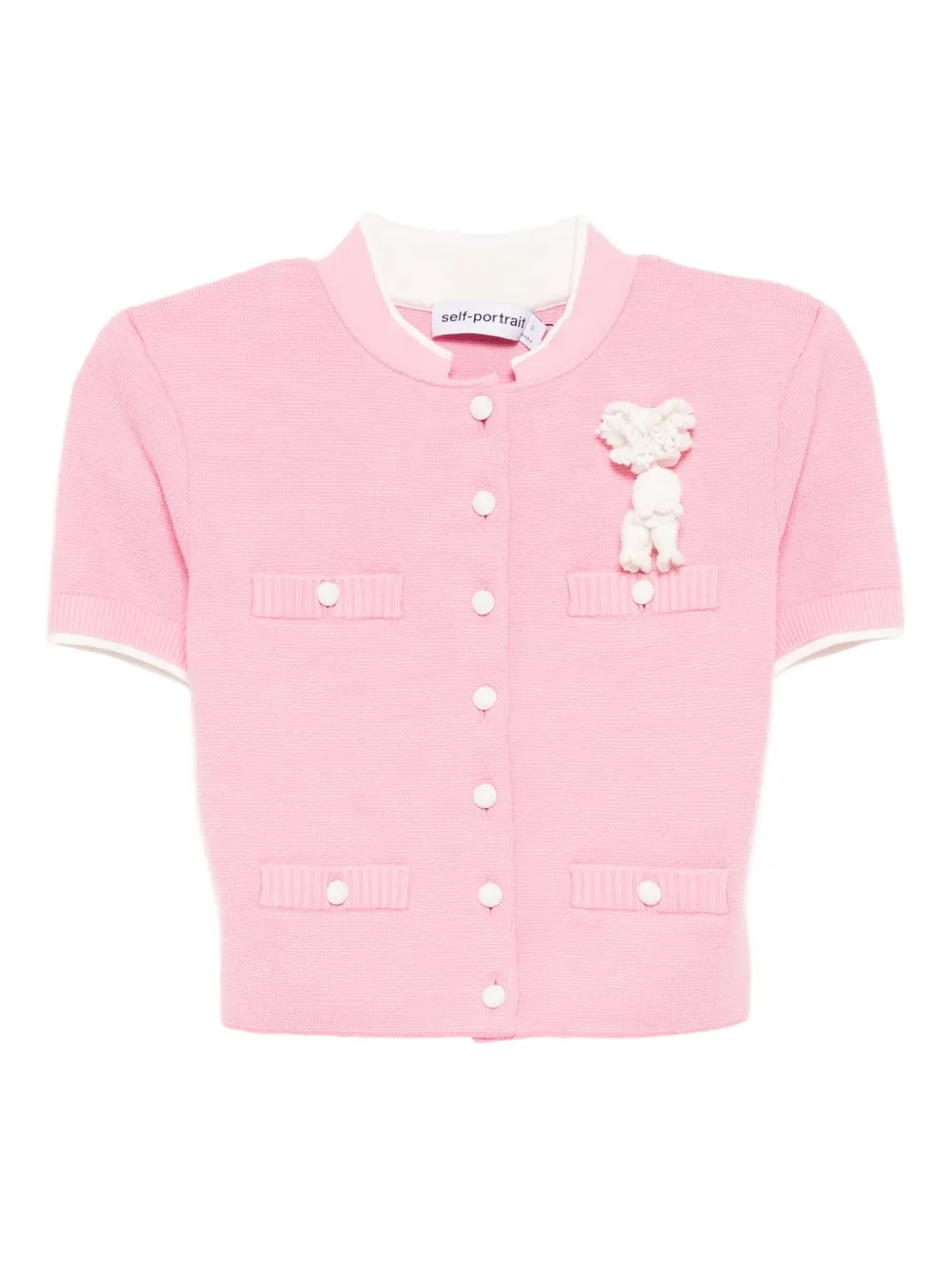 Self-Portrait crochet flower knit top | Pink | Image 1