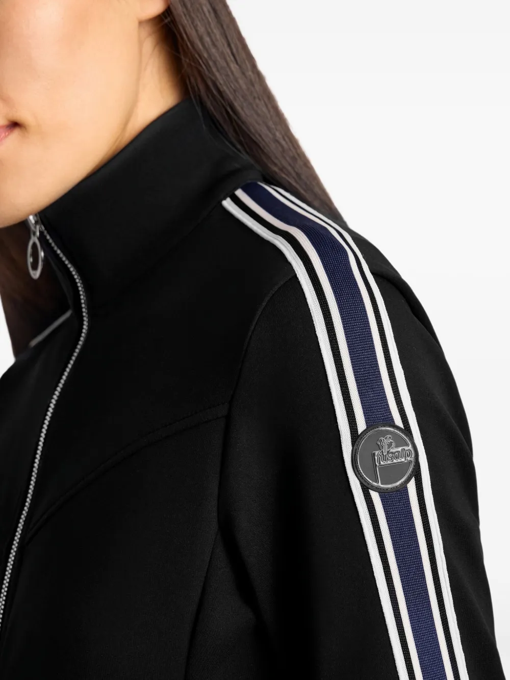 Fusalp stripe-detail zip-front ski jacket Zwart