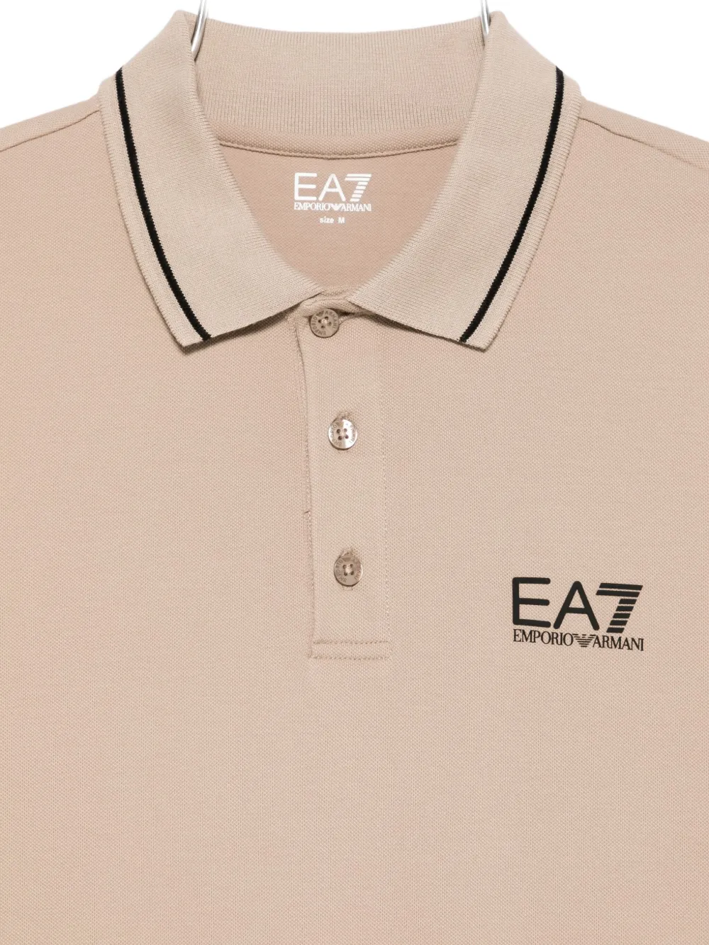 Ea7 Emporio Armani logo-print point-collar polo shirt Beige