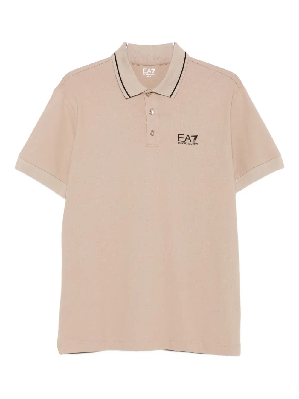 Ea7 Emporio Armani logo-print point-collar polo shirt Beige