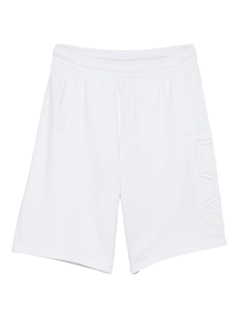 Ea7 Emporio Armani logo-embossed cotton shorts Wit