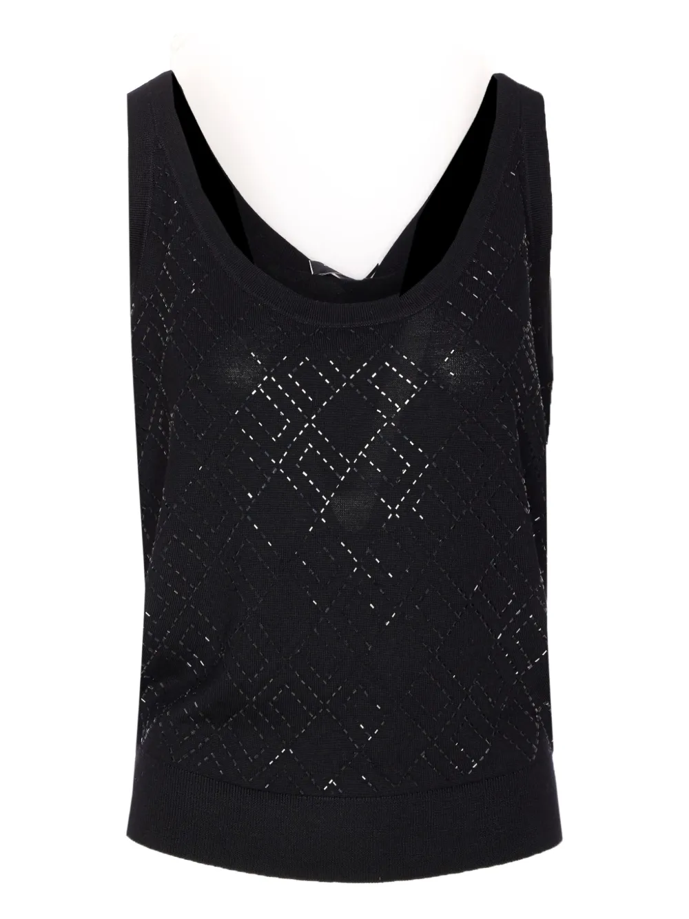 Elisabetta Franchi glitter-embellished sleeveless top Zwart