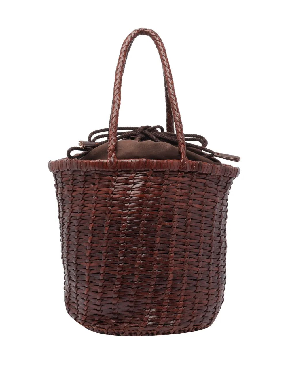 DRAGON DIFFUSION small braided-leather bucket bag Bruin