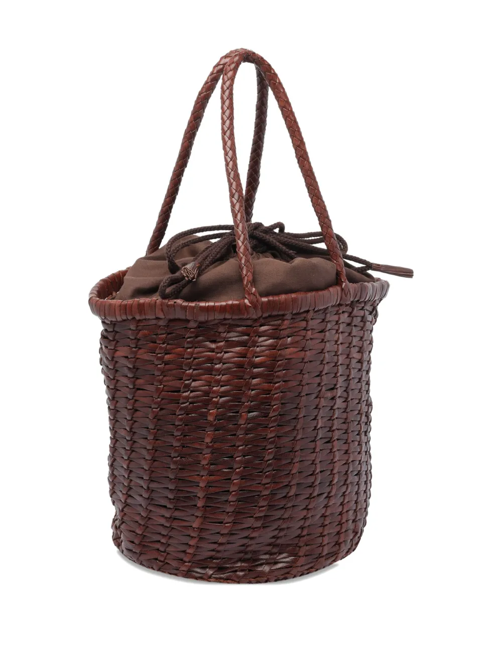 DRAGON DIFFUSION small braided-leather bucket bag Bruin