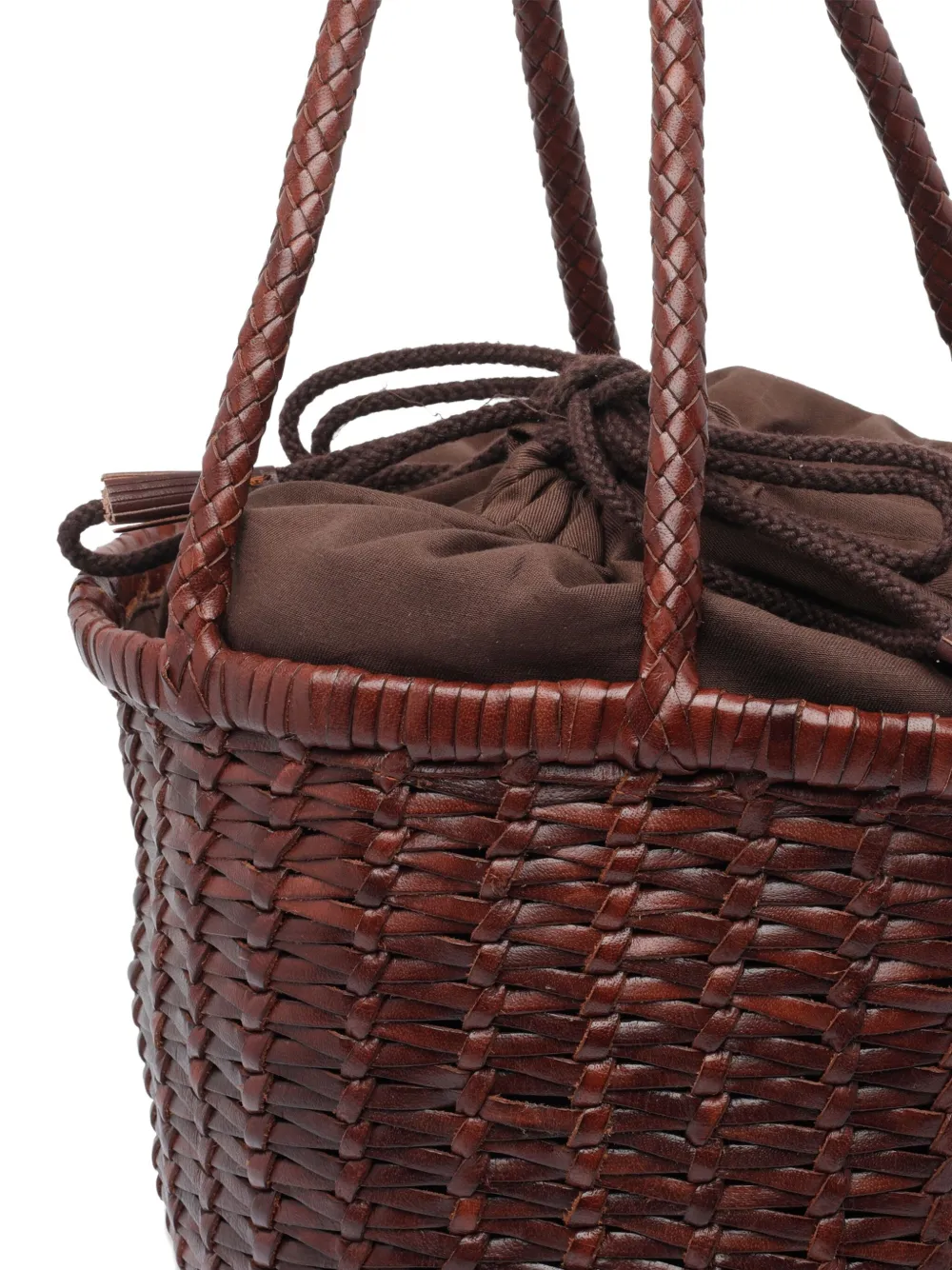 DRAGON DIFFUSION small braided-leather bucket bag Bruin