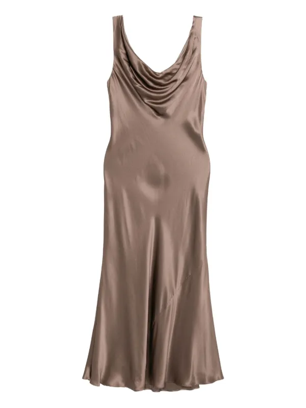 bryn silk dress Butter Yellow Satin Lace Trim Maxi Dress