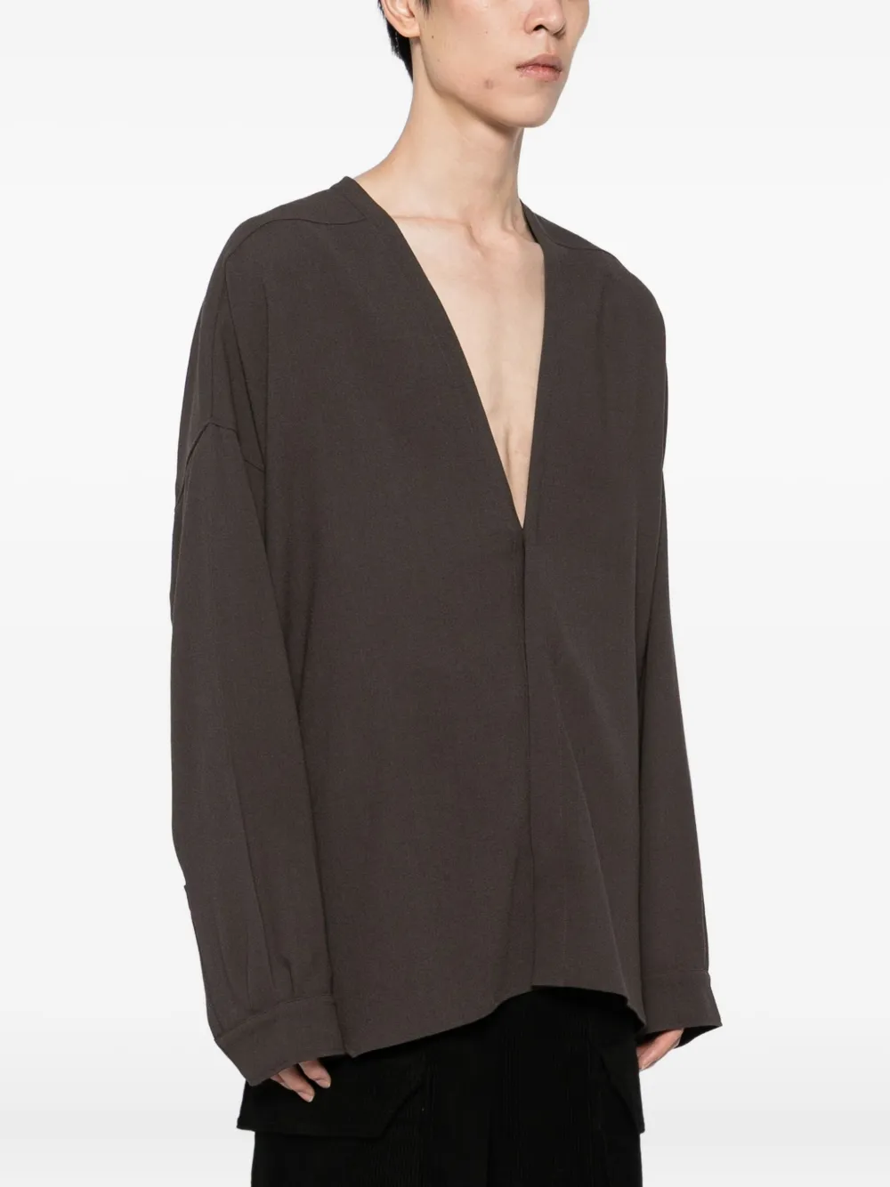 Rick Owens Lido Larry overhemd Bruin