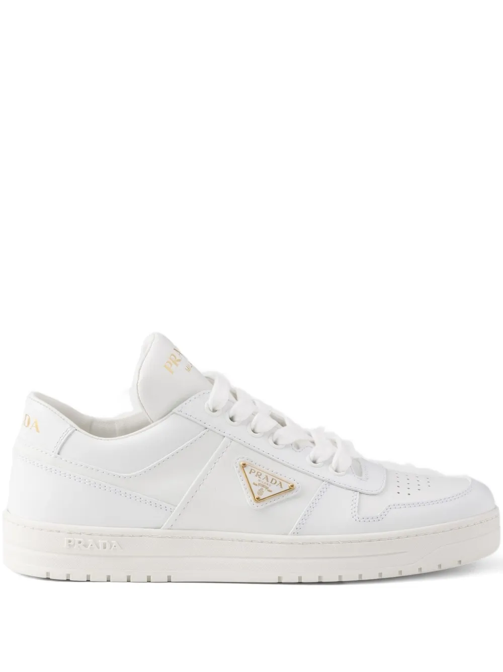 Prada leather lace-up sneakers White