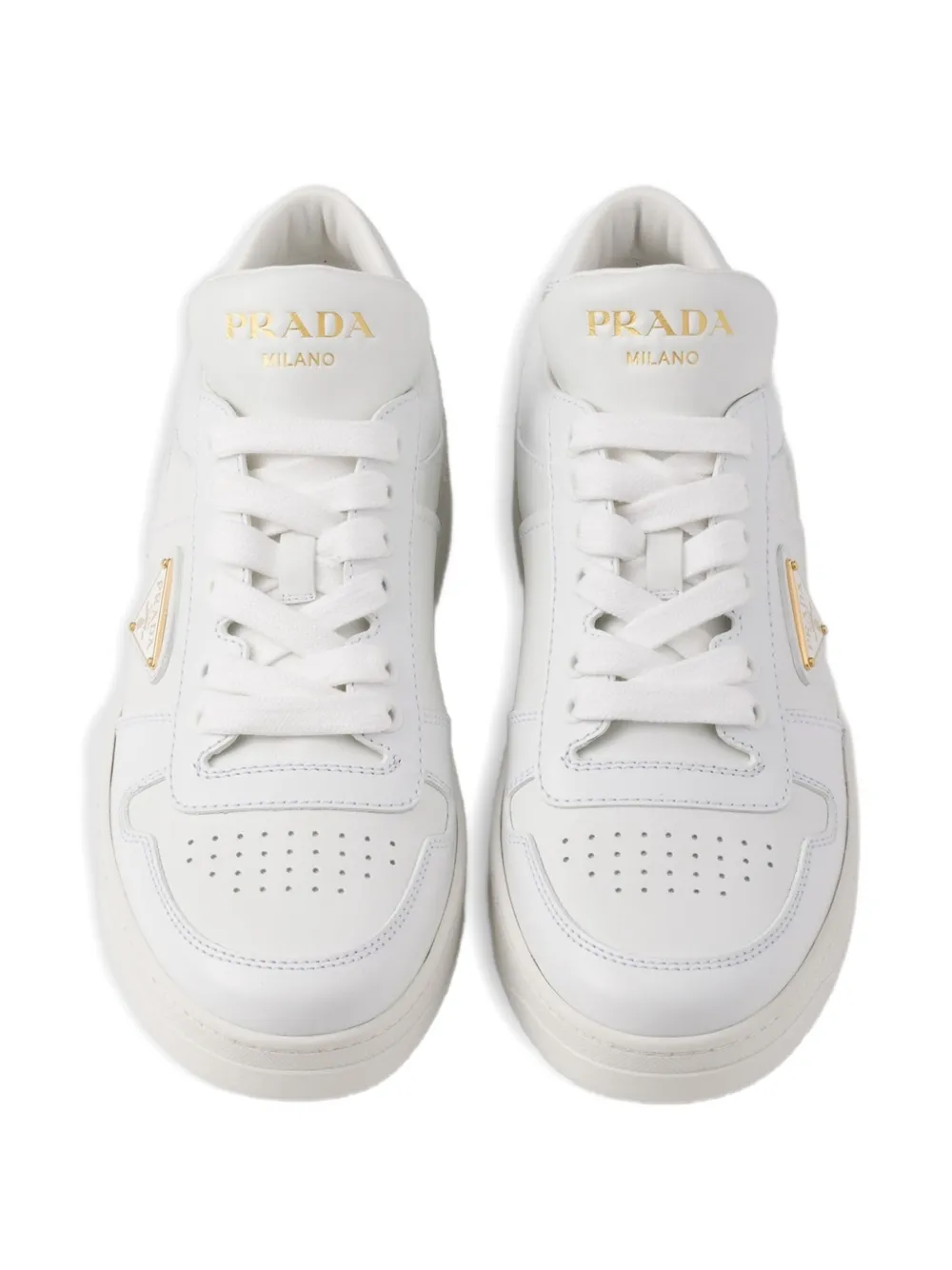 Prada leather lace-up sneakers White