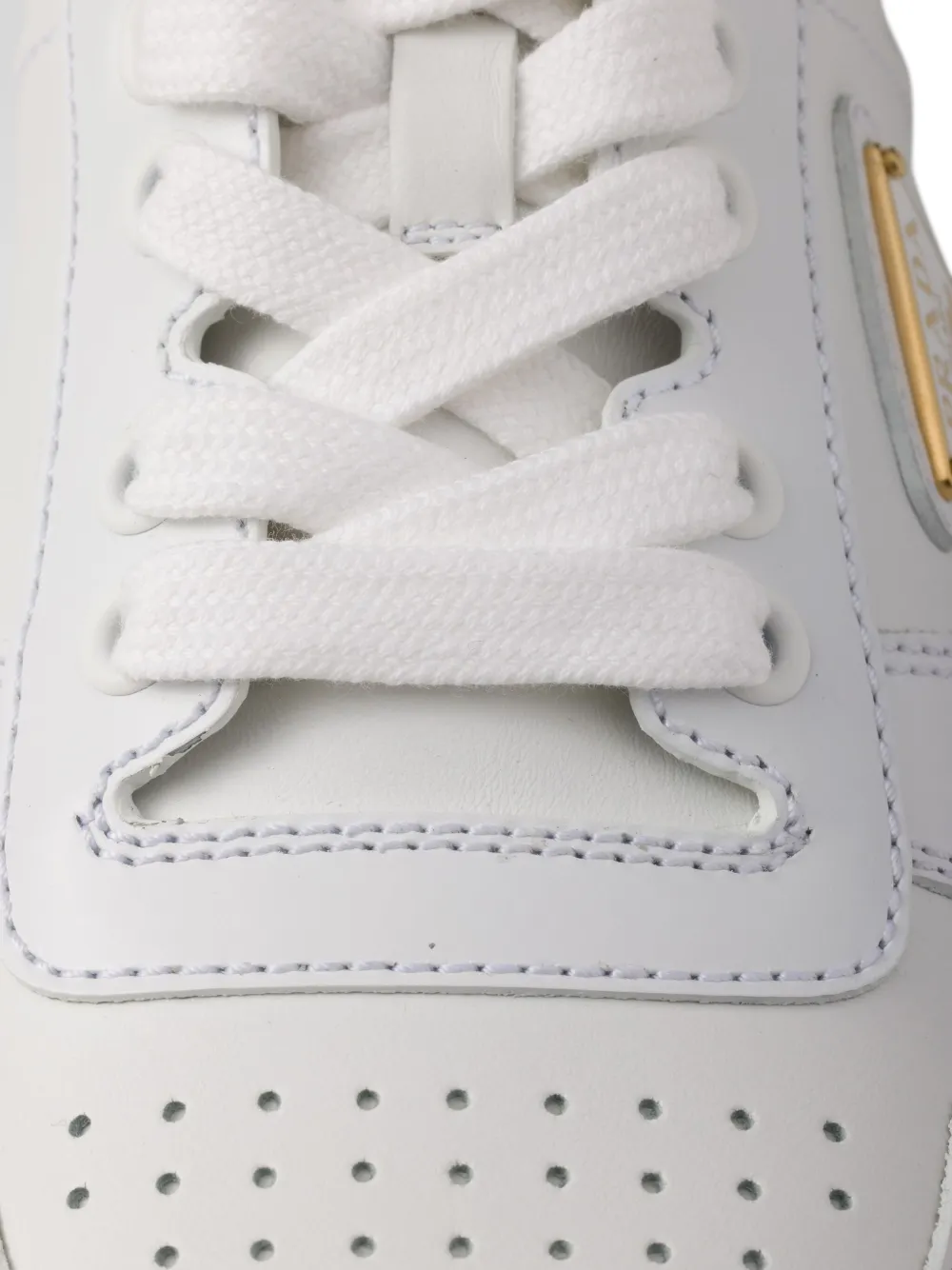 Prada leather lace-up sneakers White