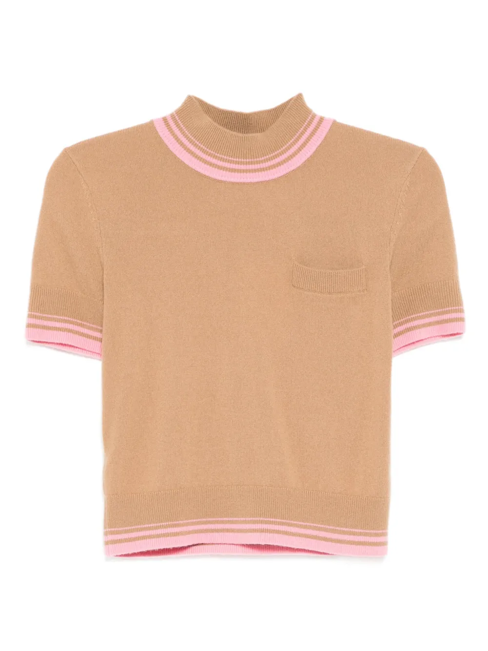 Self-Portrait contrast stripe knit top | Brown | Image 1