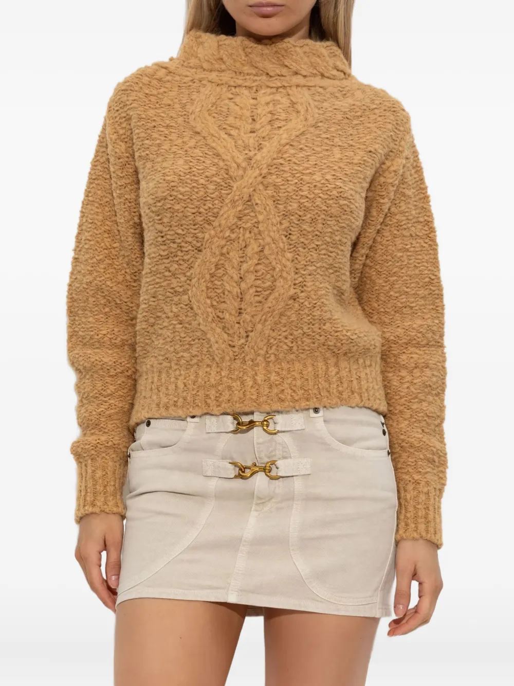 ISABEL MARANT cable-knit turtleneck sweater Bruin