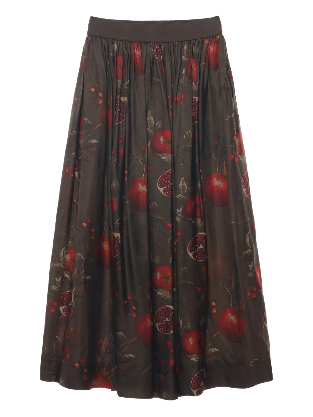 Uma Wang pomegranate-print pleated maxi skirt | Brown | Image 1