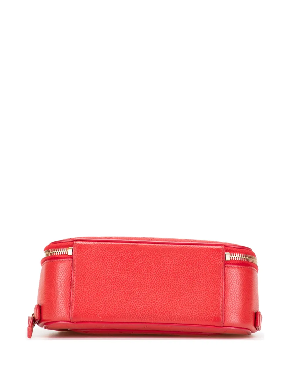 Pre-owned Chanel 2019 Small Quilted Caviar Top Handle Camera Bag Satchel In Red