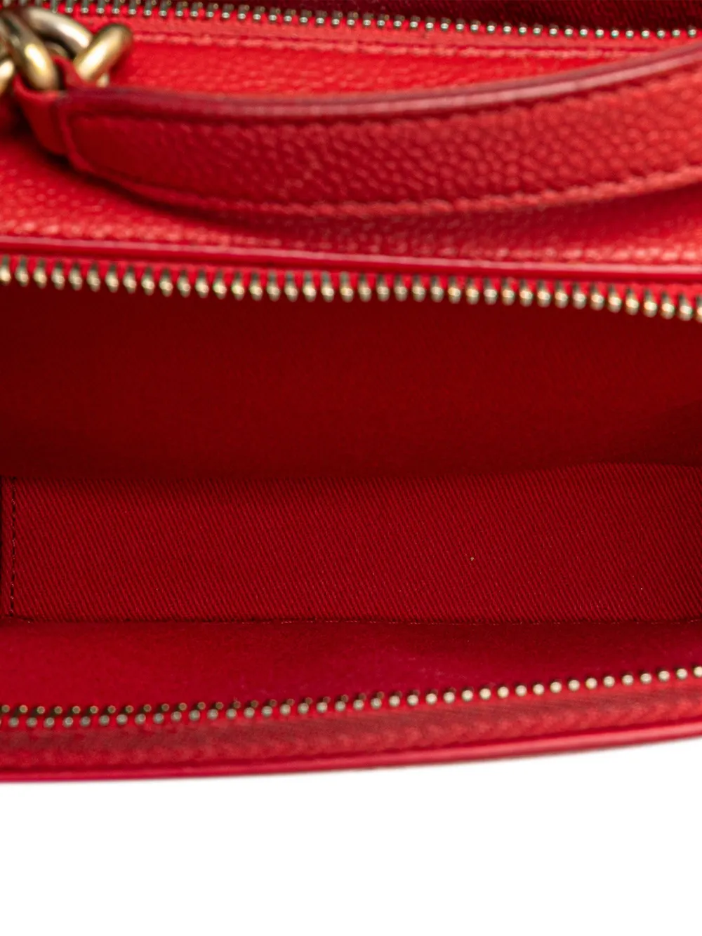 Pre-owned Chanel 2019 Small Quilted Caviar Top Handle Camera Bag Satchel In Red