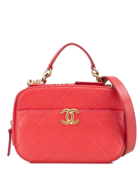 CHANEL Pre-Owned 2019 Small Quilted Caviar Top Handle Camera Bag satchel