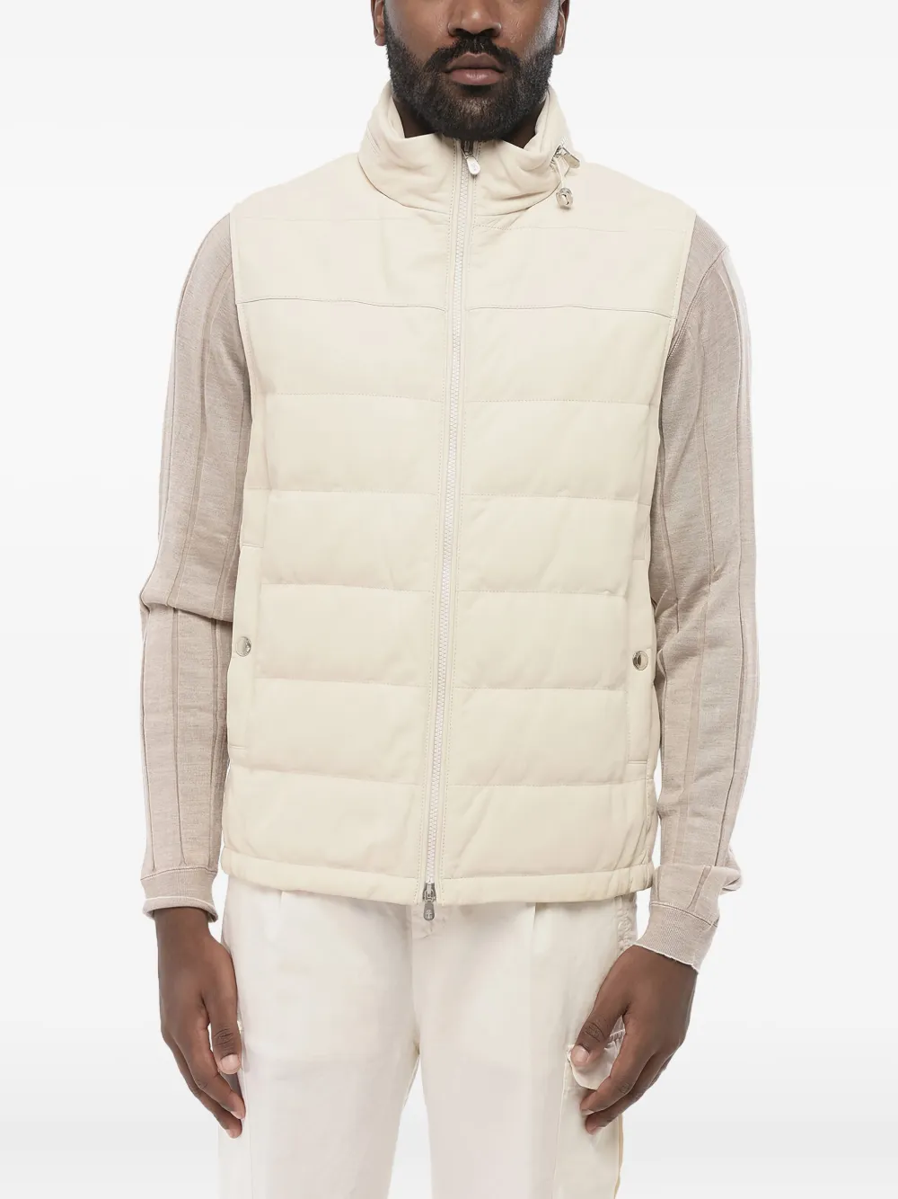 Brunello Cucinelli quilted leather vest - Neutrals