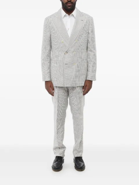 Brunello Cucinelli traje con doble botonadura y motivo pied de poule