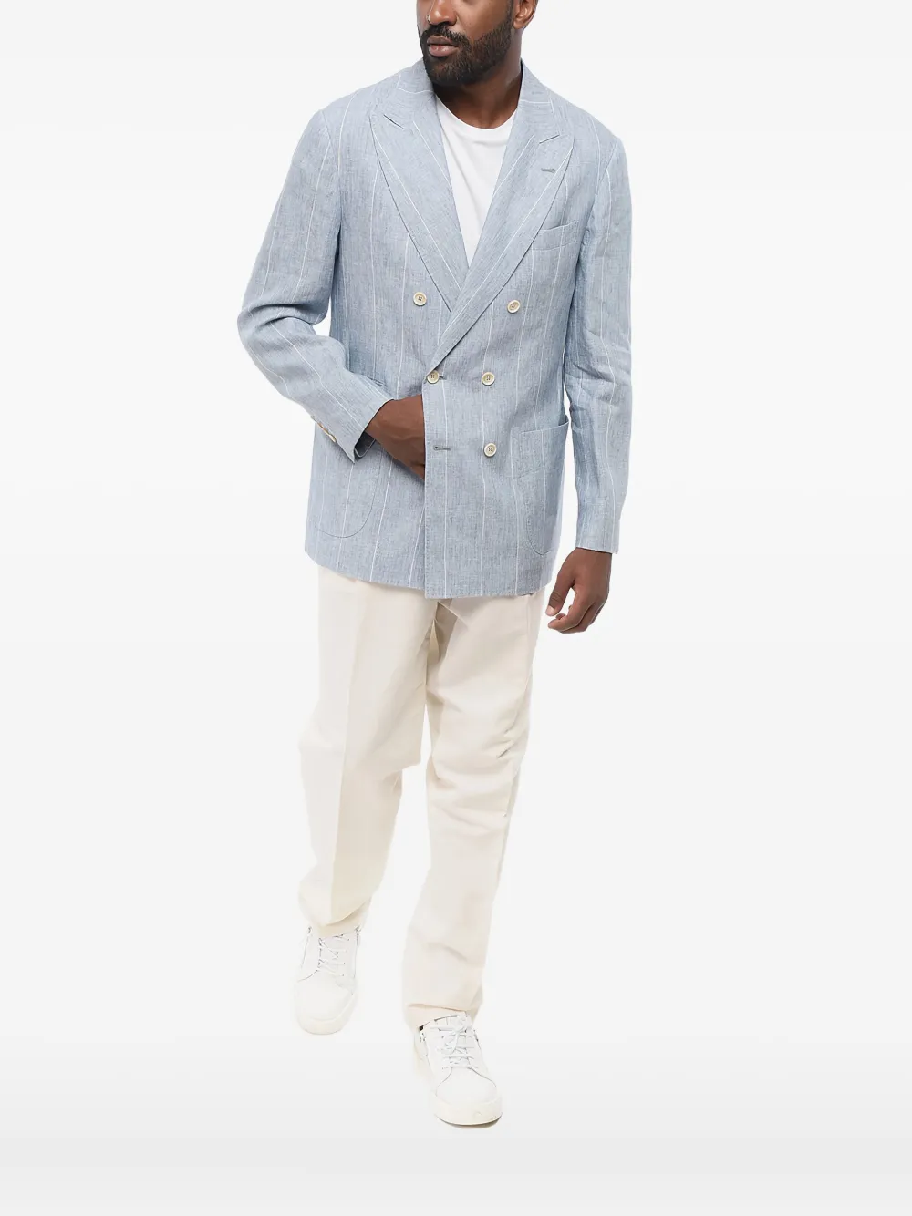Brunello Cucinelli Doppelreihiges Sakko mit Nadelstreifen - Blau