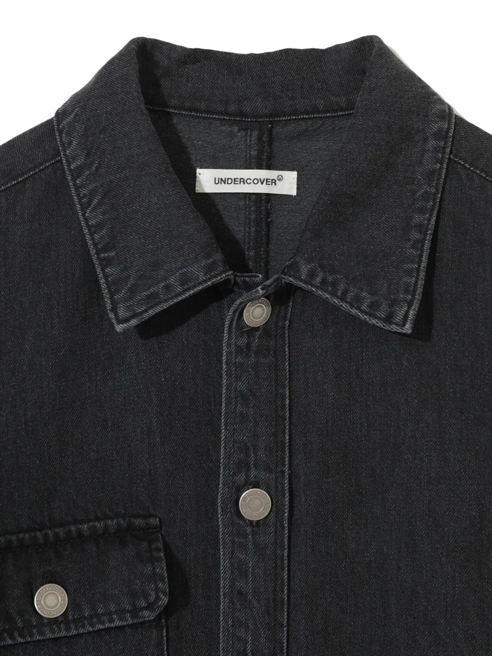Undercover Frayed-detail Denim Shirt In Black