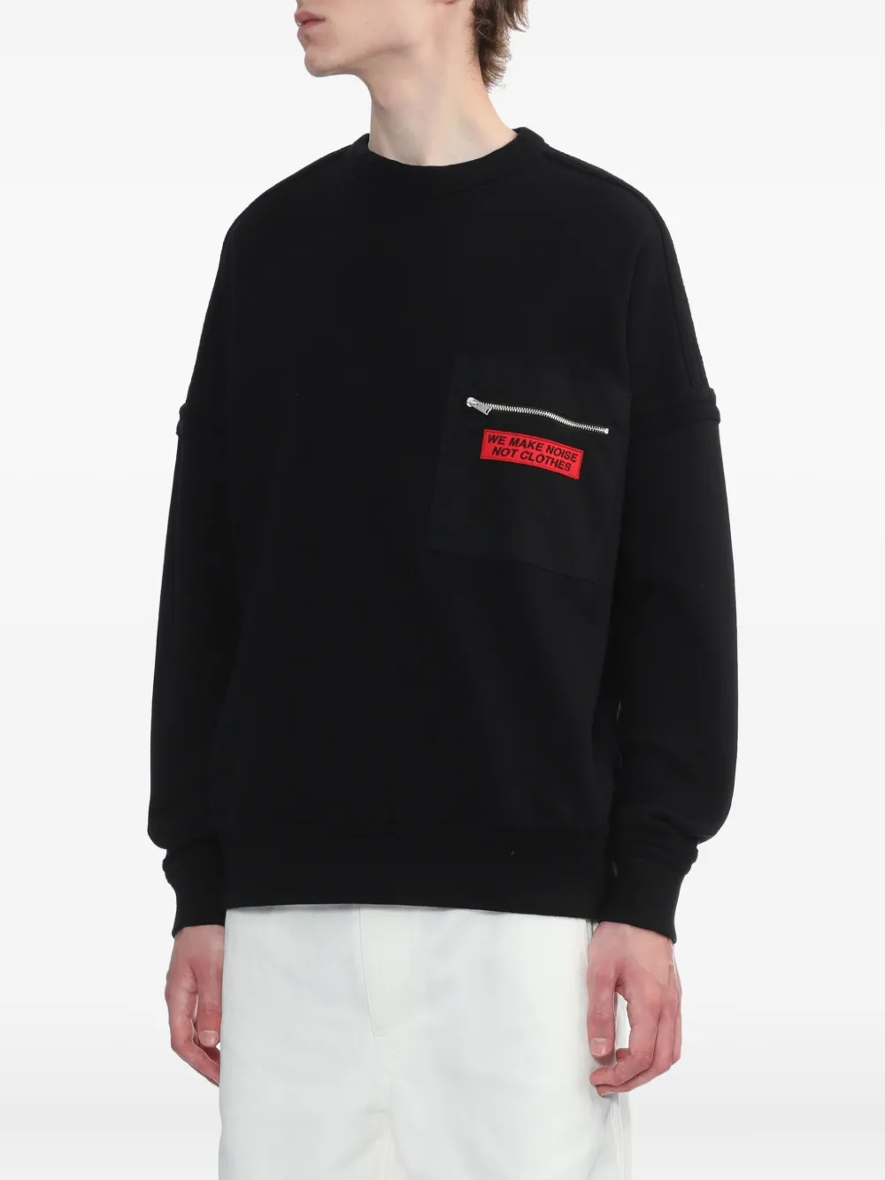 Undercover Zipped-pocket Cotton Sweatshirt In Black