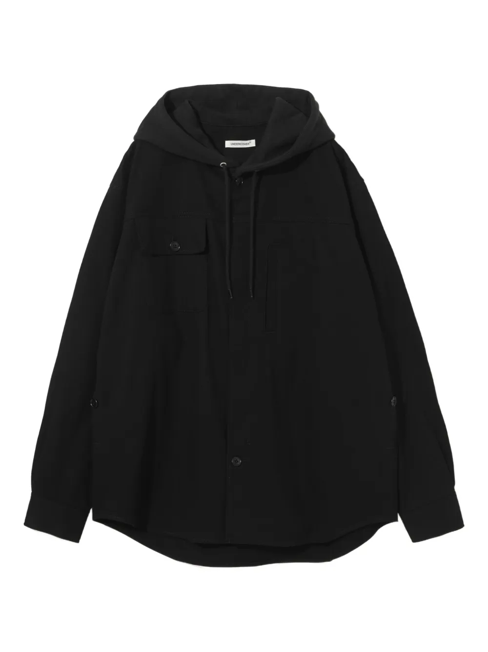 Undercover hooded zip-front shirt Zwart