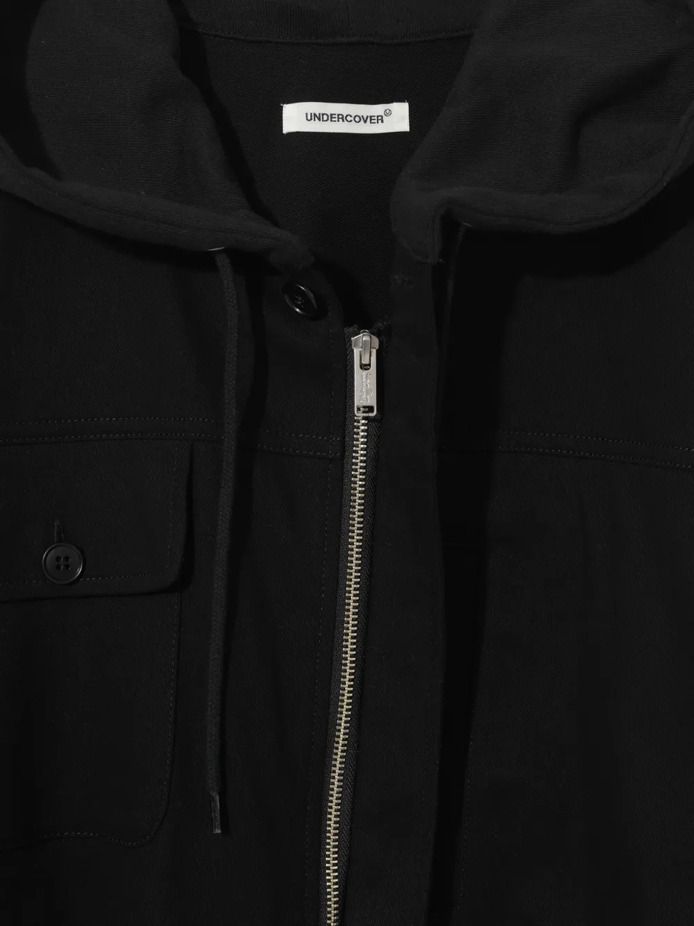 Undercover hooded zip-front shirt Zwart