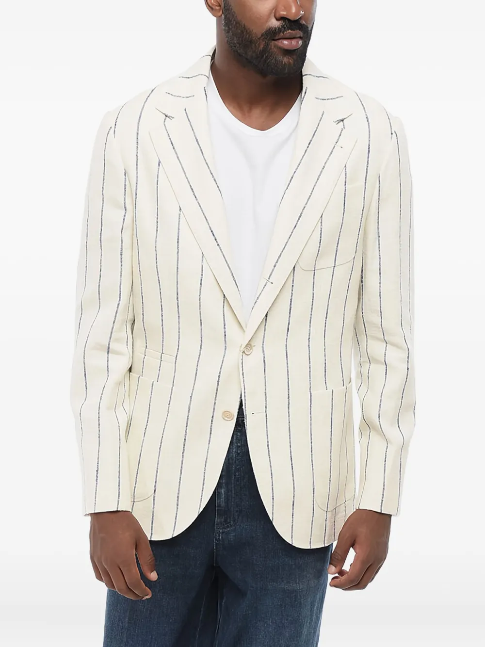 Brunello Cucinelli pinstripe single-breasted blazer - White