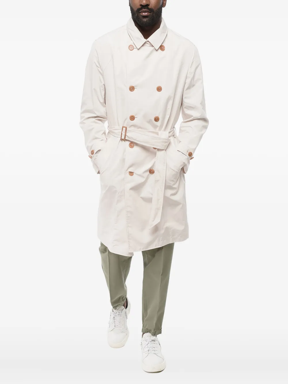 Brunello Cucinelli Trench doppiopetto con cintura - Bianco