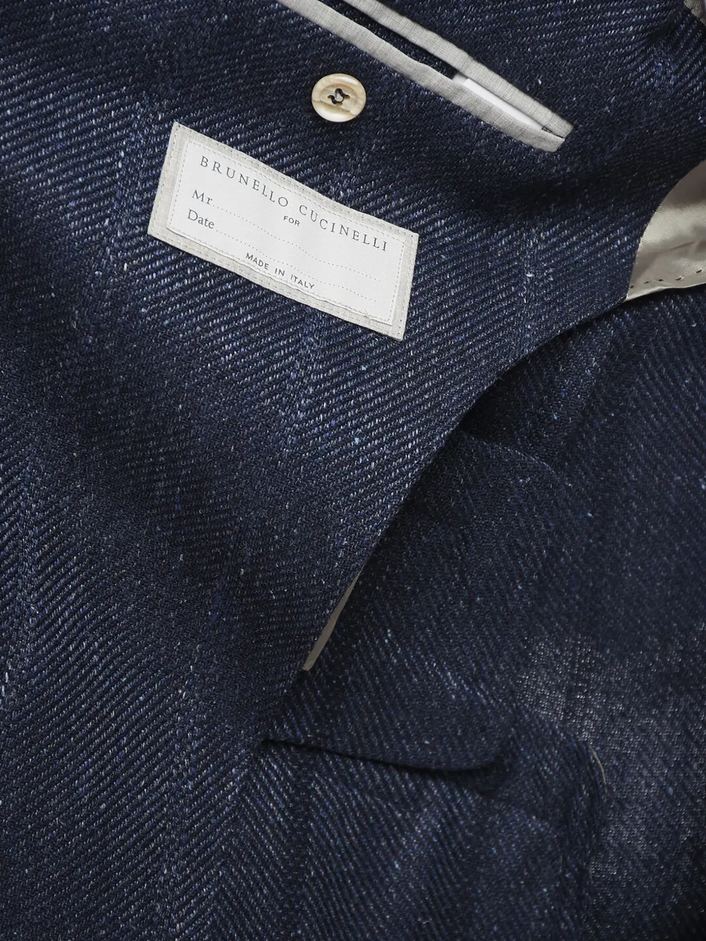 Brunello Cucinelli Linnen blazer met enkele rij knopen Blauw