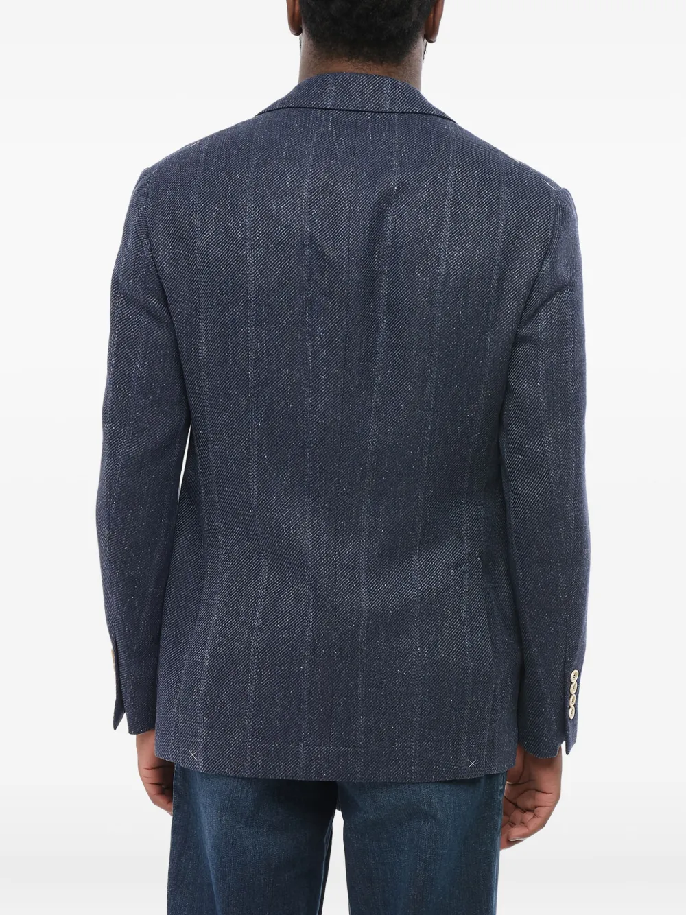 Brunello Cucinelli Linnen blazer met enkele rij knopen Blauw